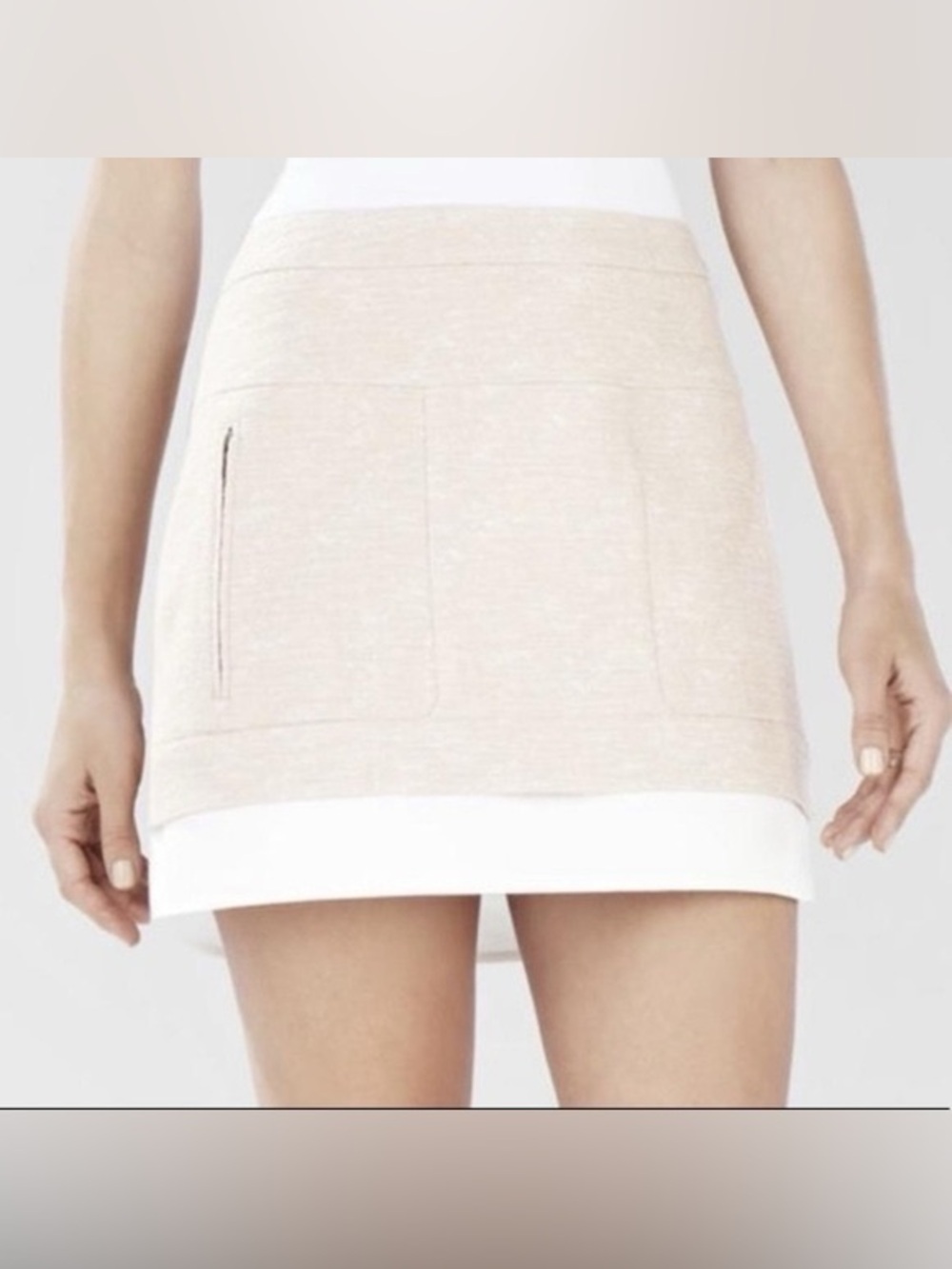 BCBGMaxAzria Beige and White Mini Skirt